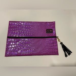 Large Makeup Junkie makeup bag Purple Gator print
